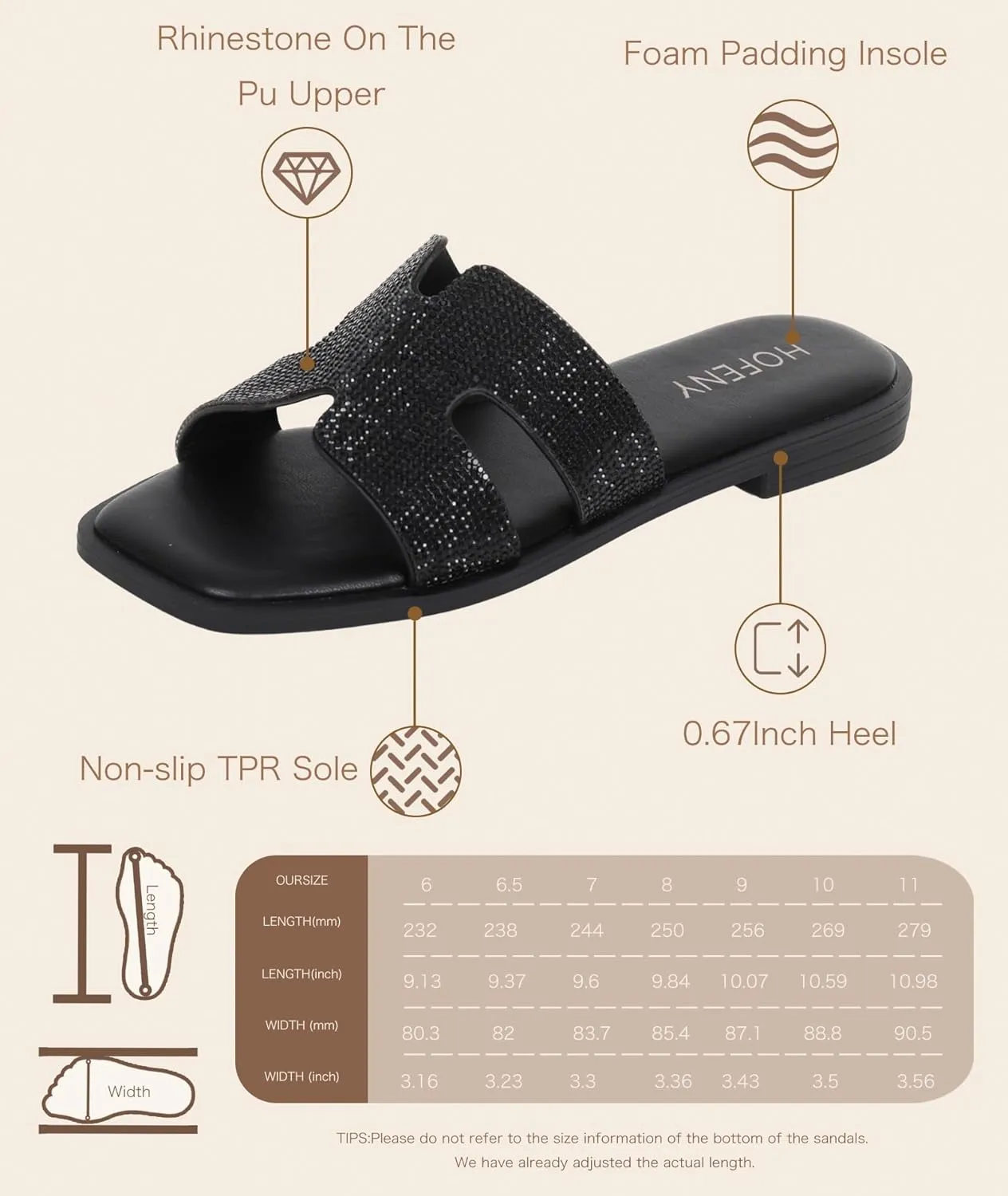 Womens Slip On Flat Sandals Soft Leather Open Toe Slide for Summer Dressy