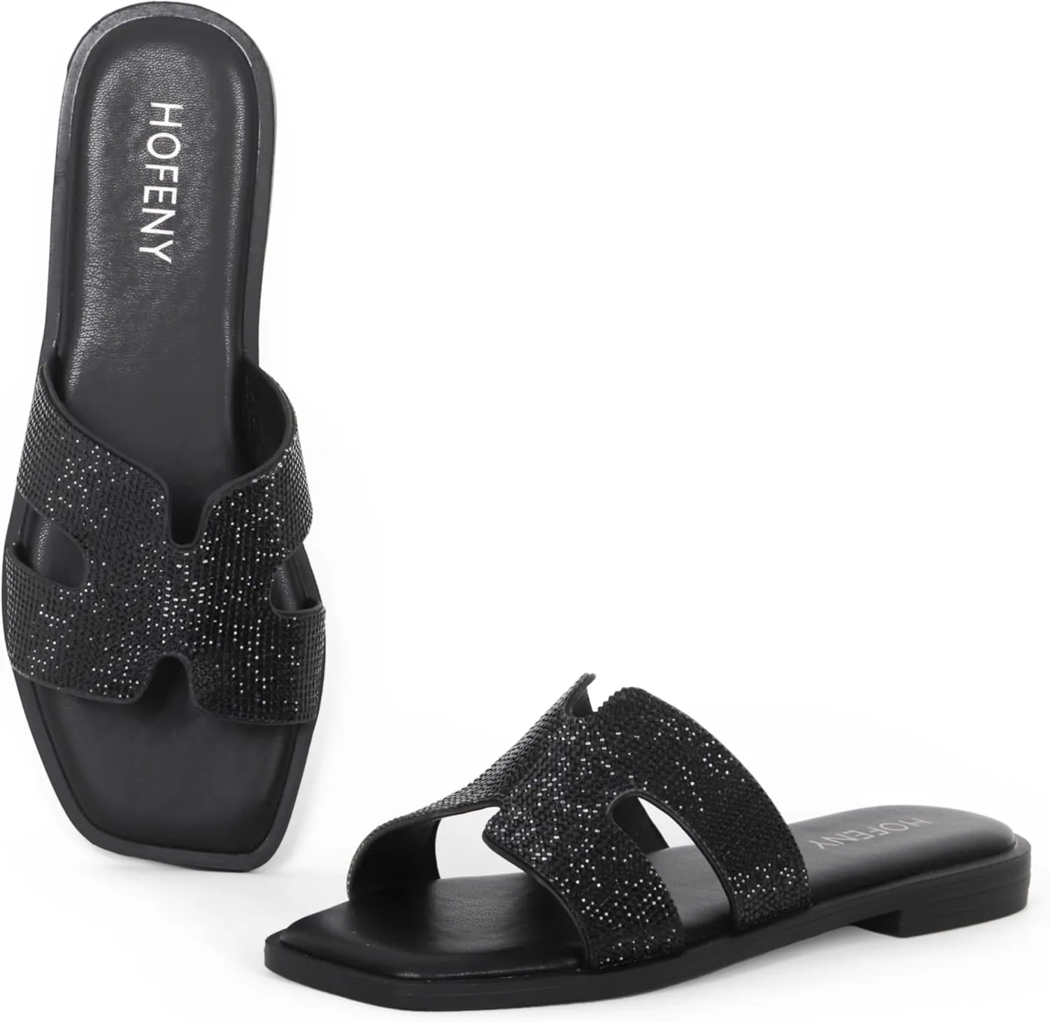 Womens Slip On Flat Sandals Soft Leather Open Toe Slide for Summer Dressy