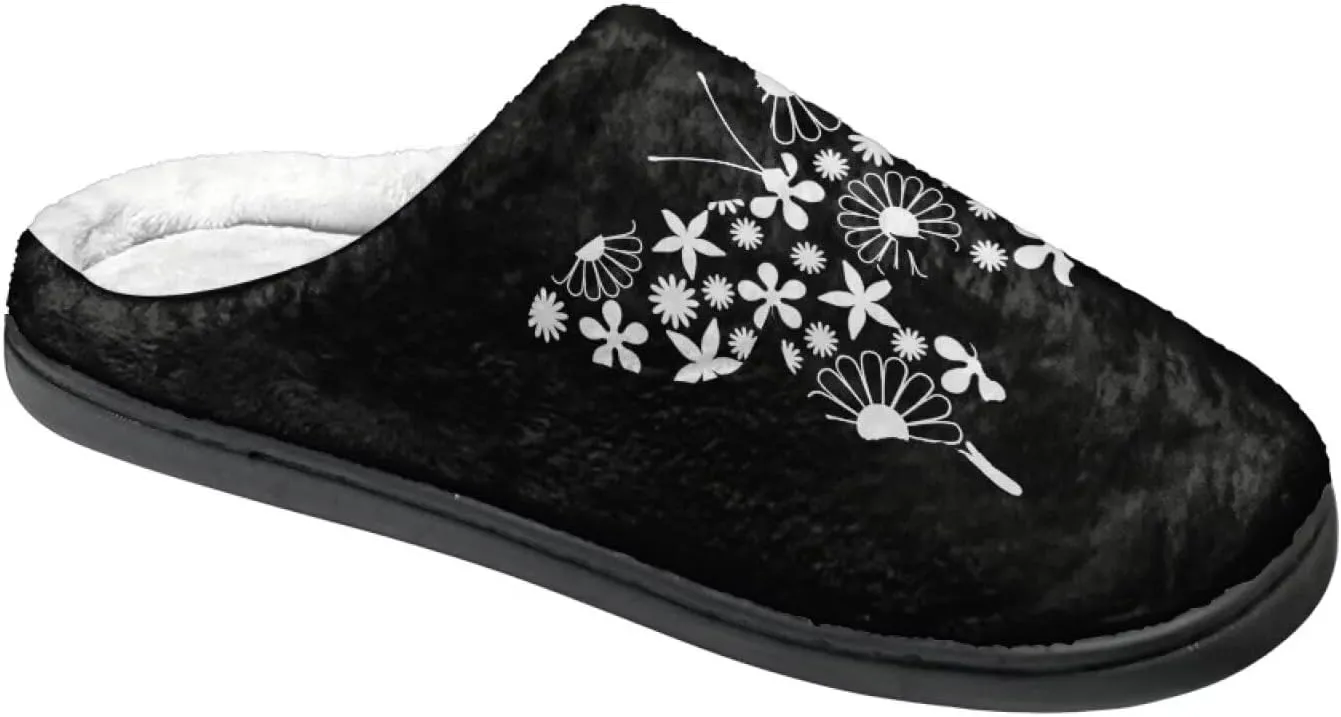 Womens Slippers Warm House Slippers Black Scuff Slippers Slipper On Slippers for Indoor and Outdoor