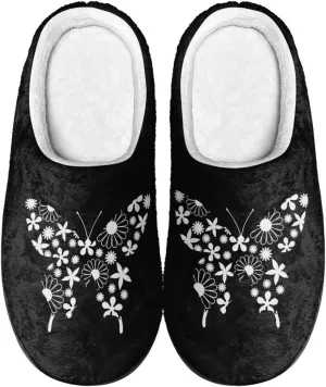 Womens Slippers Warm House Slippers Black Scuff Slippers Slipper On Slippers for Indoor and Outdoor