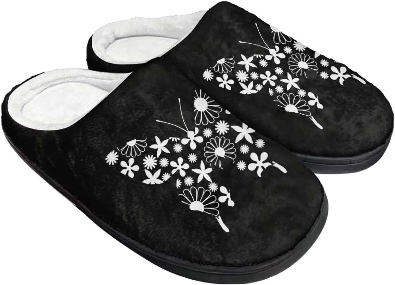 Womens Slippers Warm House Slippers Black Scuff Slippers Slipper On Slippers for Indoor and Outdoor