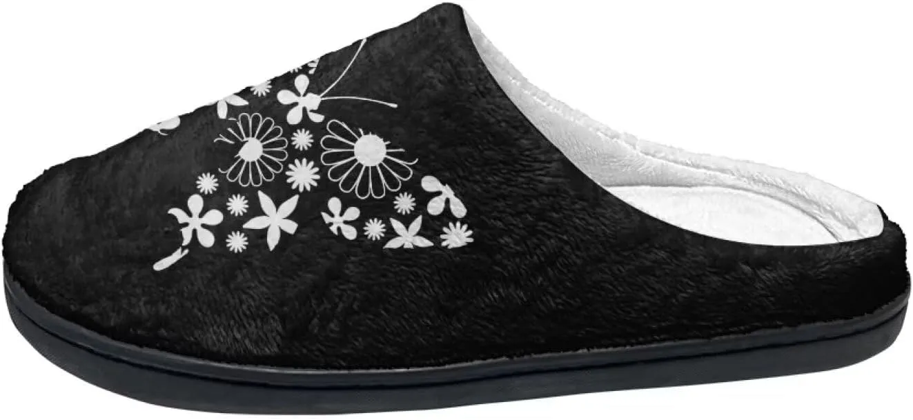 Womens Slippers Warm House Slippers Black Scuff Slippers Slipper On Slippers for Indoor and Outdoor