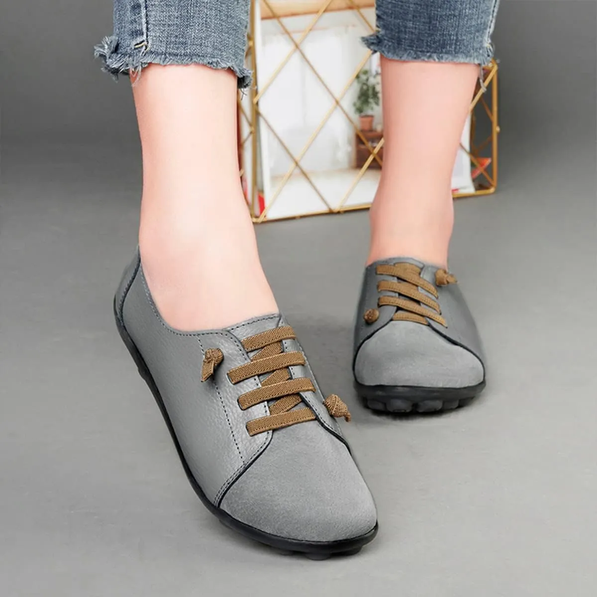Women's Sneakers Non Slip Shoes Casual Shoes,Lace up Shoes Leather