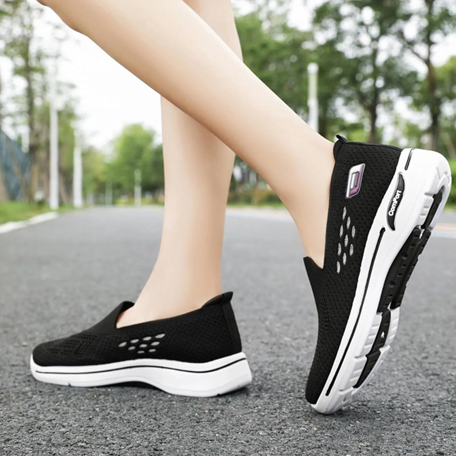 Womens Walking Shoes Comfortable Casual Ladies Athletic Shoes Casual Slip on Shoe Summer Running Sneakers Comfortable Breathable Non Slip Work Sneakers Running Jogging Sneaker