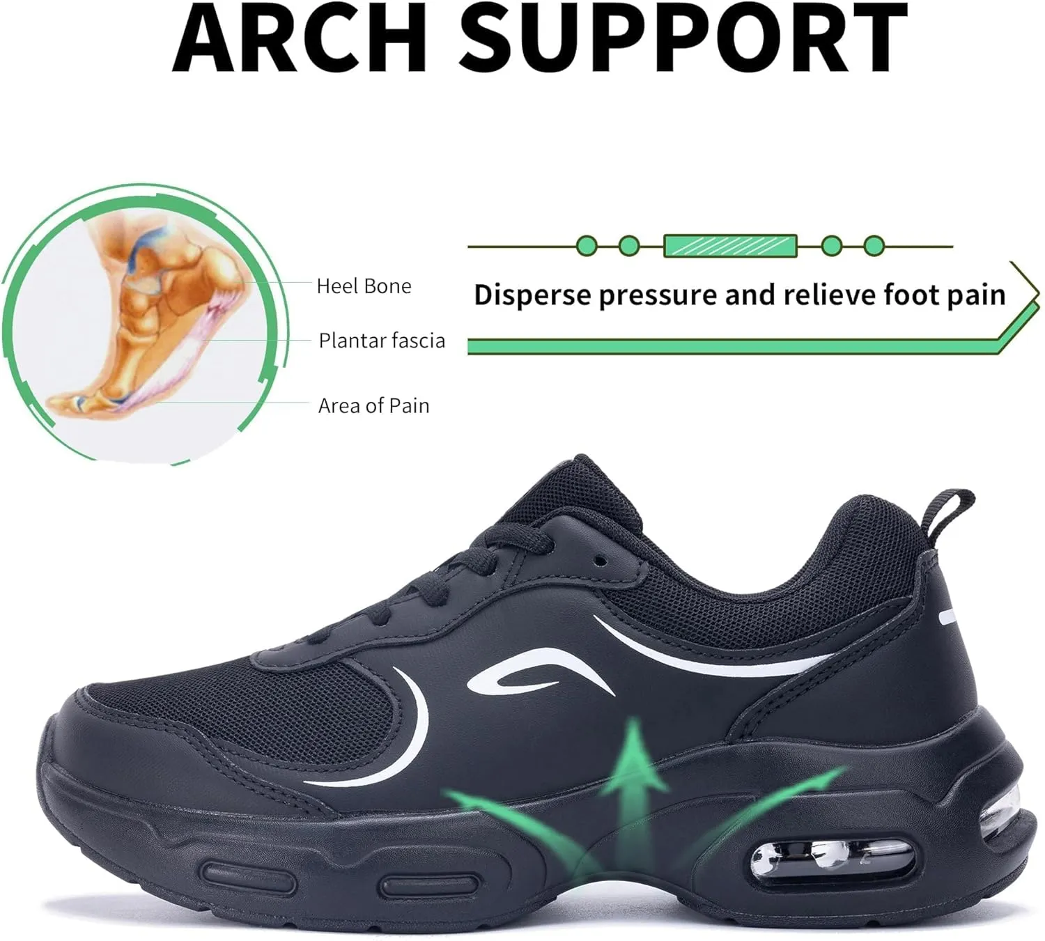 Womens Walking Shoes with Arch Support | Orthotic Sneakers for Plantar Fasciitis Foot Heel Pain Relief | Tennis Running Shoes US 6.5-11