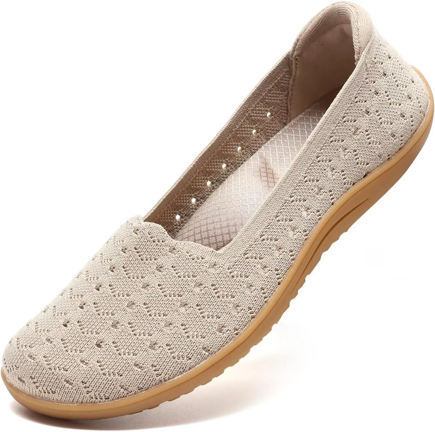 Women's Wide Toe Box Flats Shoes Knit Ballet Flat Slip-on Dress Walking Comfort Shoes