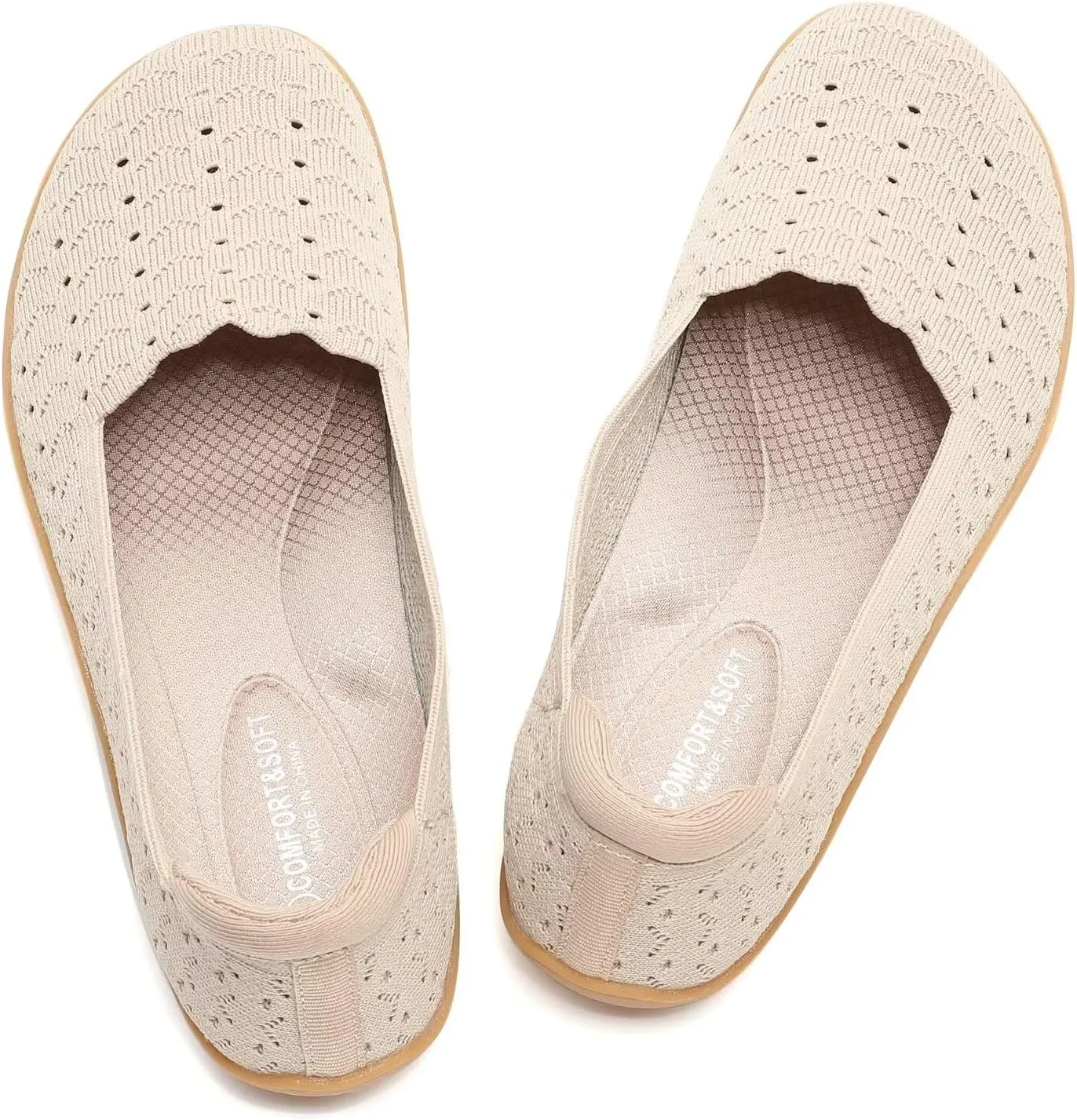 Women's Wide Toe Box Flats Shoes Knit Ballet Flat Slip-on Dress Walking Comfort Shoes