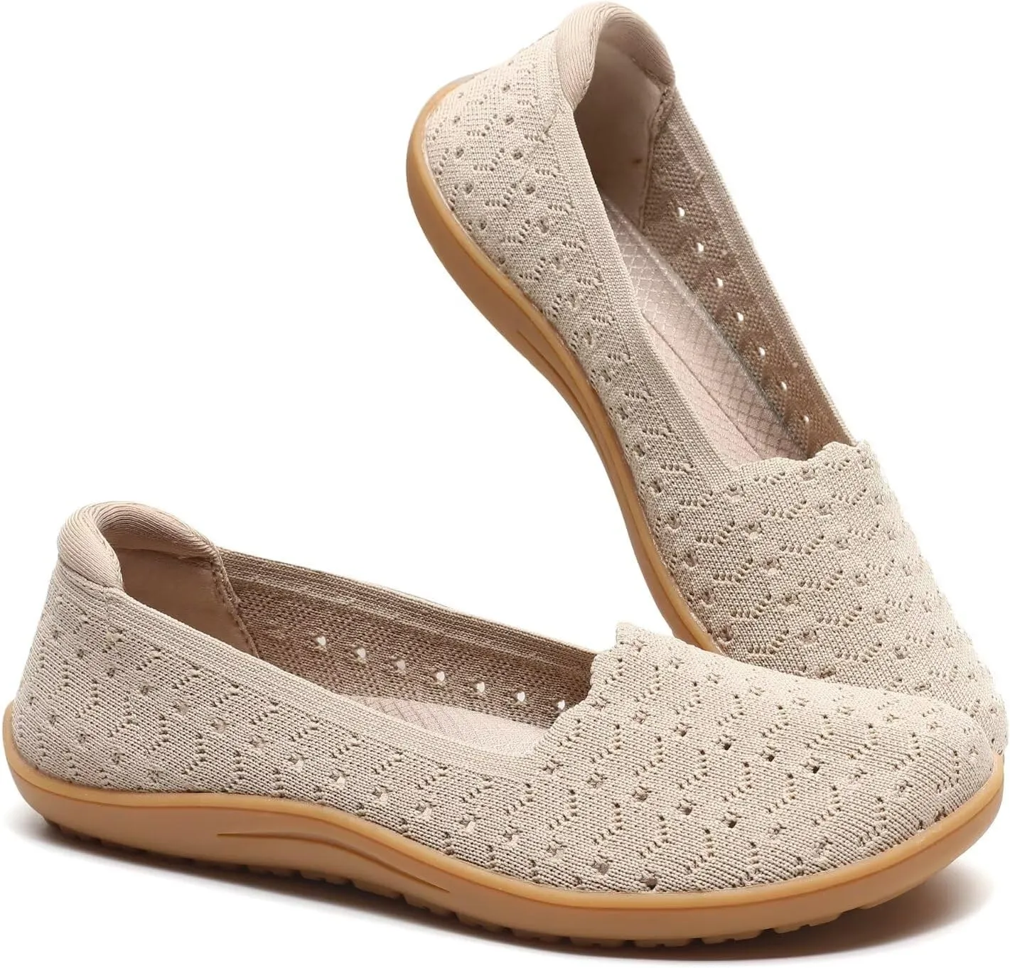 Women's Wide Toe Box Flats Shoes Knit Ballet Flat Slip-on Dress Walking Comfort Shoes