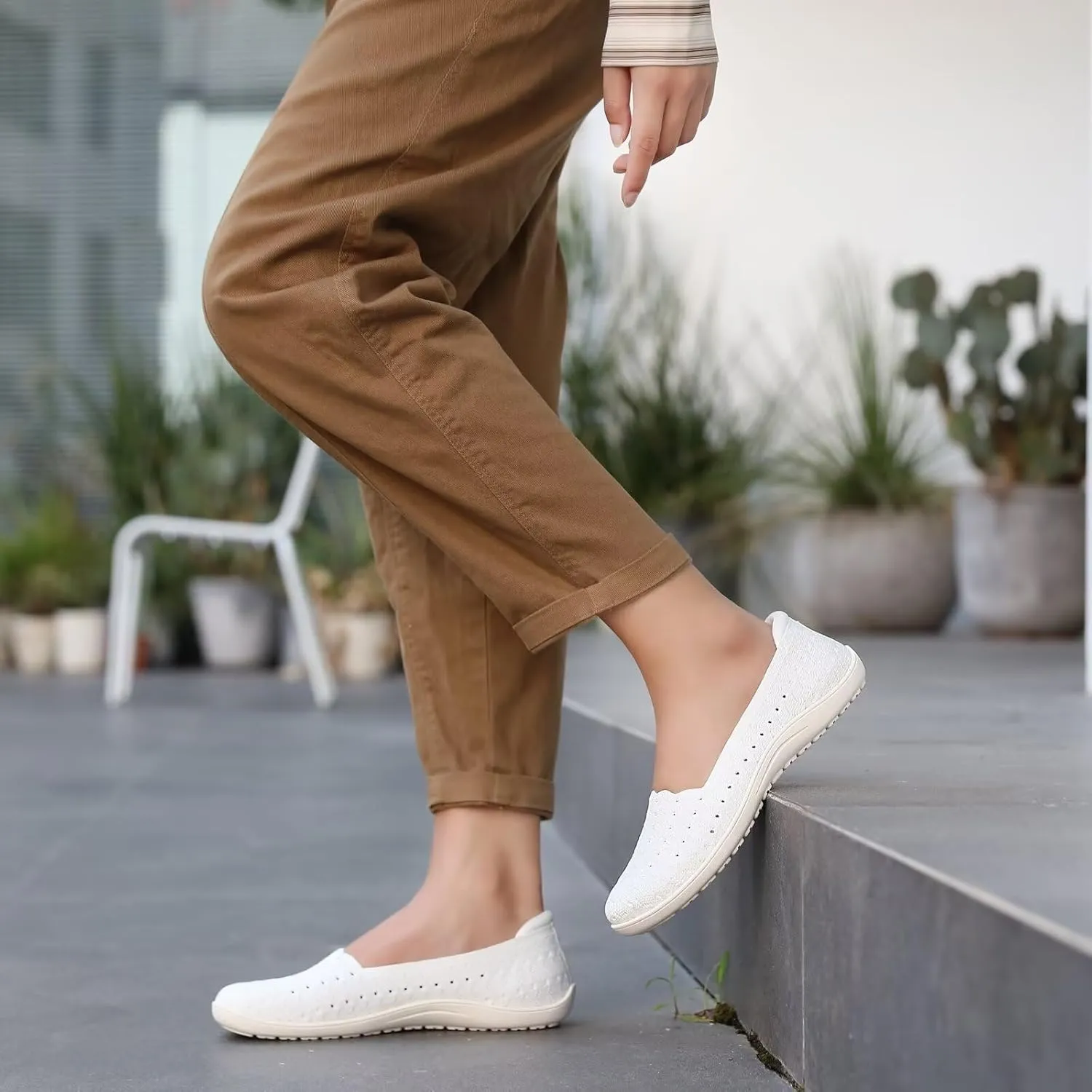 Women's Wide Toe Box Flats Shoes Knit Ballet Flat Slip-on Dress Walking Comfort Shoes