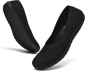 Women's Wide Toe Box Flats Shoes Knit Ballet Flat Slip-on Dress Walking Comfort Shoes