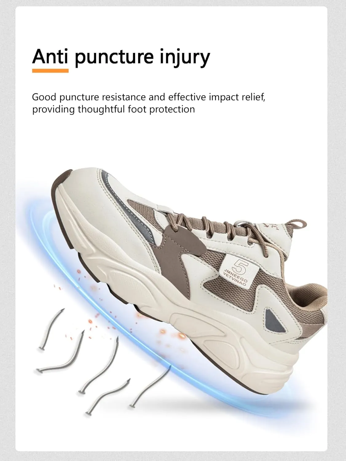 Women's Work Safety Shoes Steel Toe Sneakers Comfortable Breathable Anti-Smash Kevlar Anti Stabbing Thick Bottom Pops Shoes Site Protection Shoes