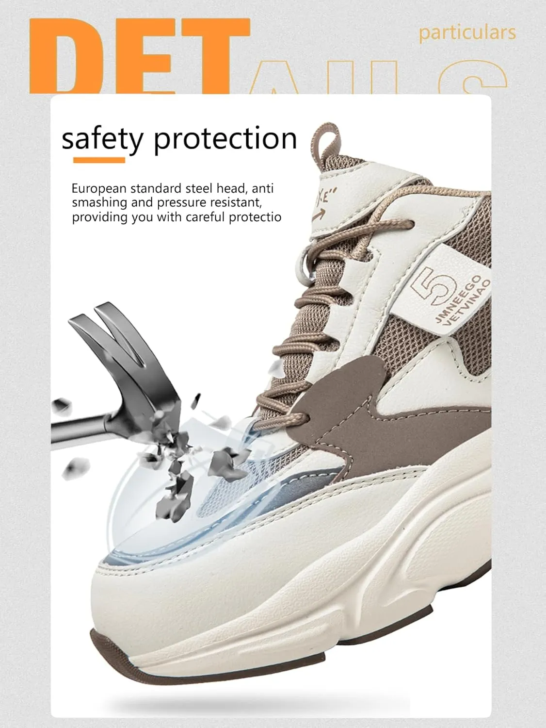 Women's Work Safety Shoes Steel Toe Sneakers Comfortable Breathable Anti-Smash Kevlar Anti Stabbing Thick Bottom Pops Shoes Site Protection Shoes