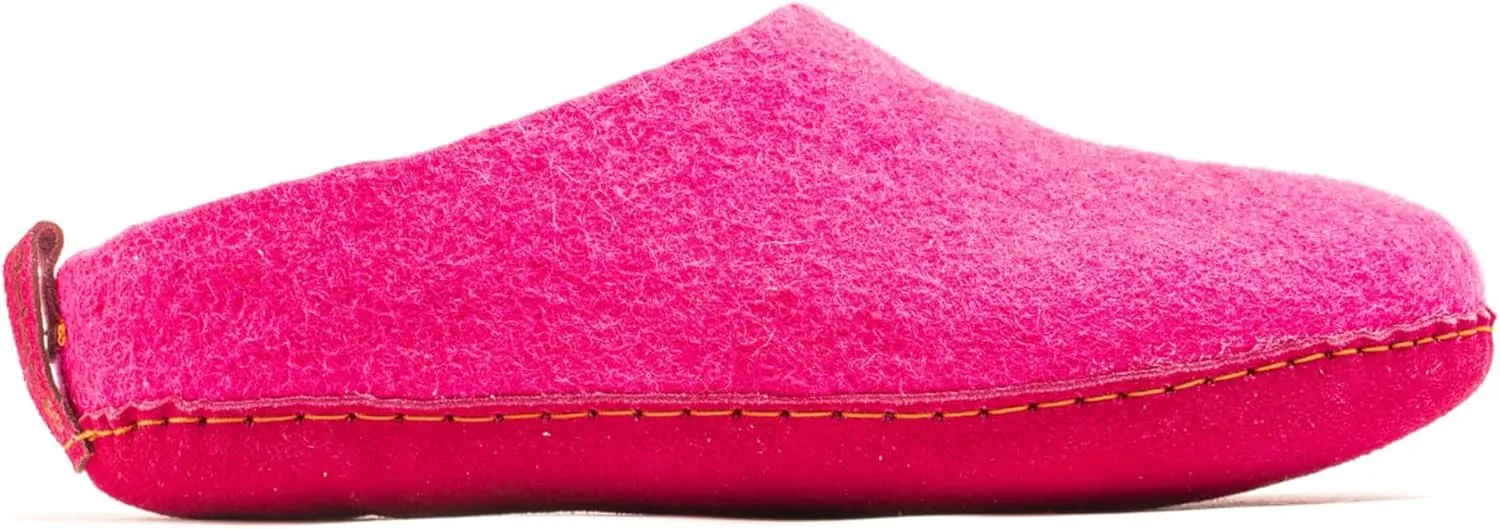 Woolly's Indoor Open Heel Slippers With Leather Sole (Fuchsia) - 38 | Premium New Zeland Wool | Handcrafted with Italian Design | Soft, Breathable & Ordor Free