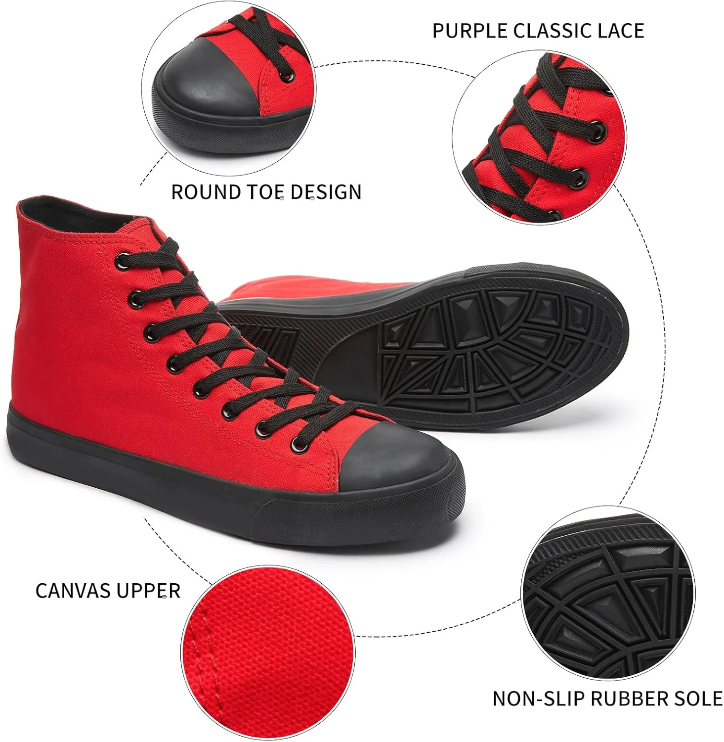 yageyan Men’s High Top Canvas Sneakers Fashion Lace up Walking Shoes Casual Classic