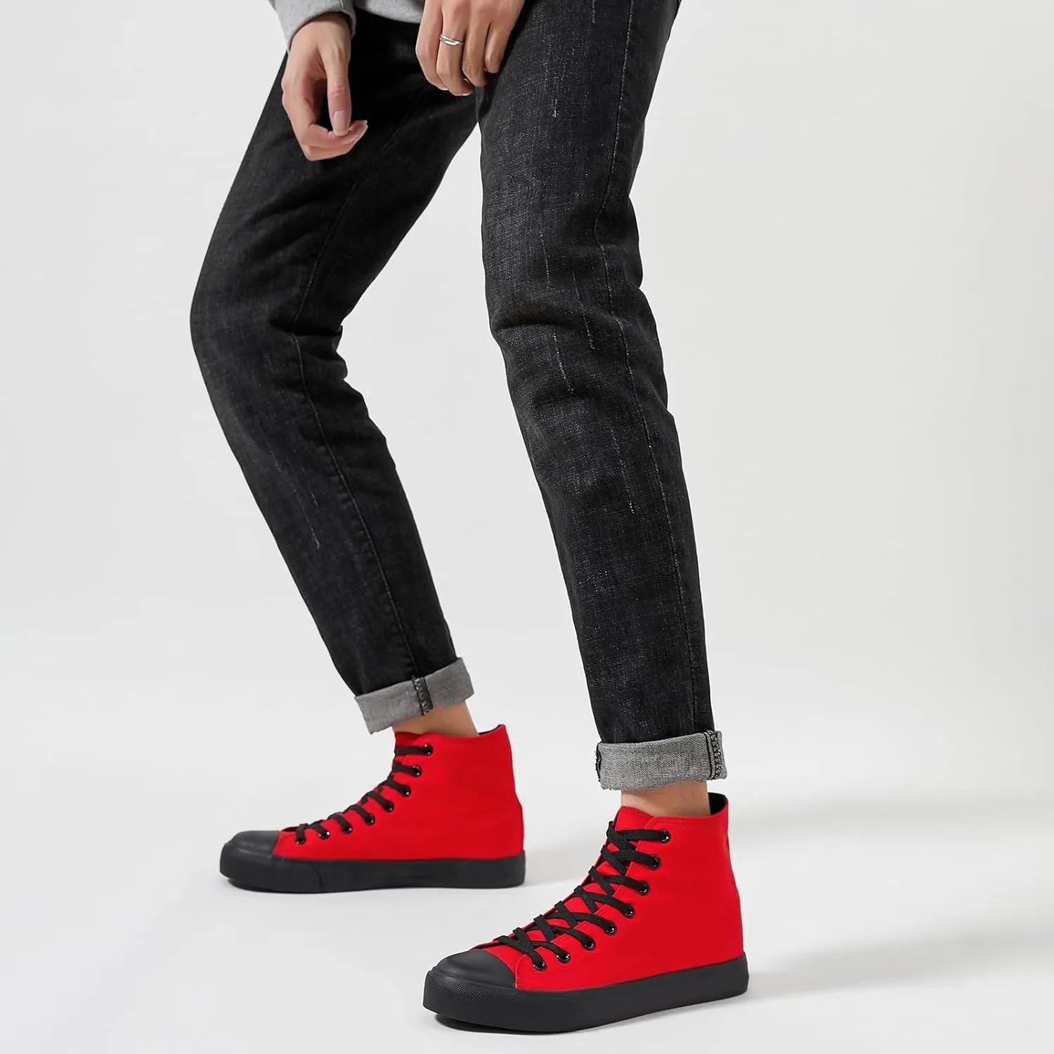 yageyan Men’s High Top Canvas Sneakers Fashion Lace up Walking Shoes Casual Classic