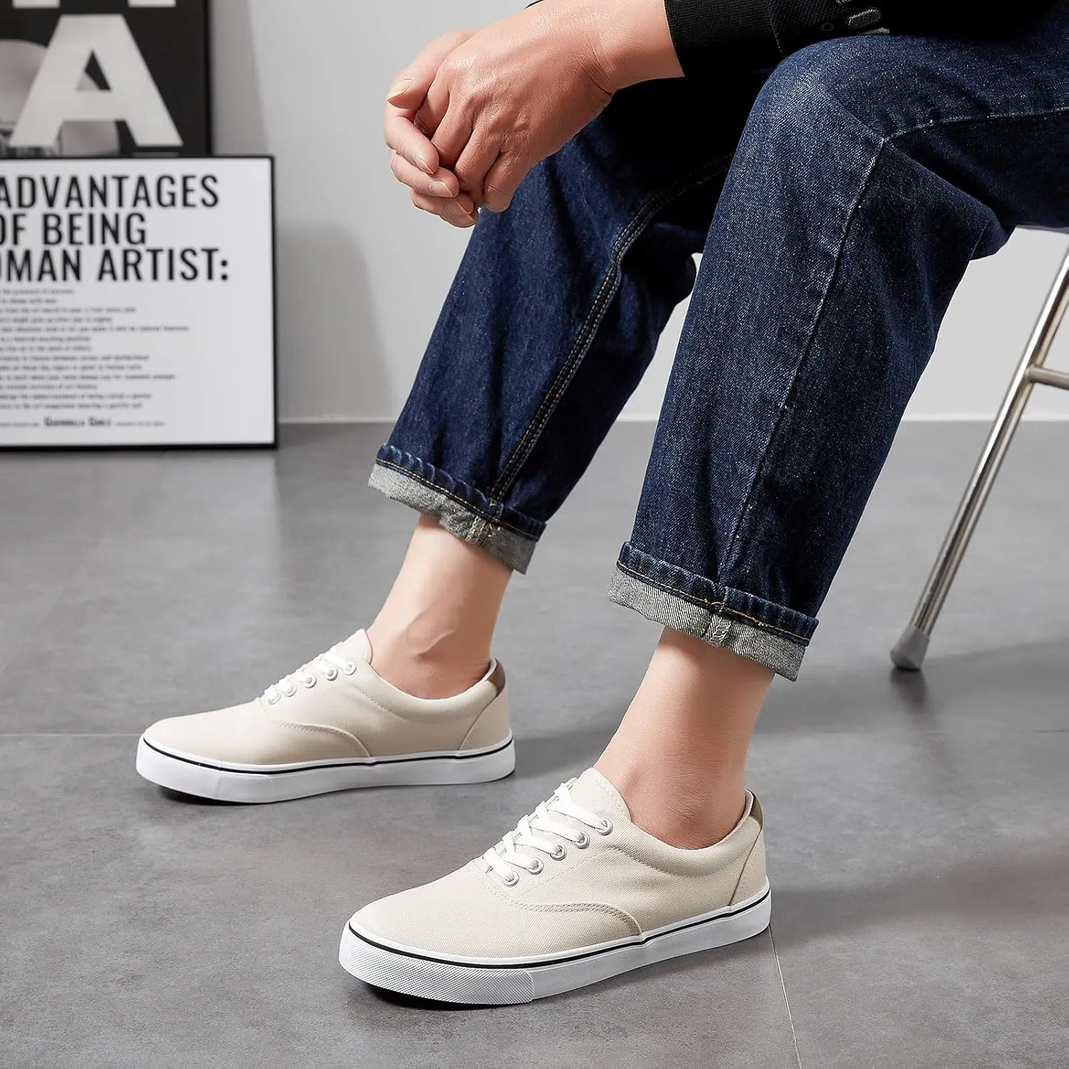 yageyan Men’s Low Top Canvas Walking Shoes Lace-up Fashion Sneakers Casual