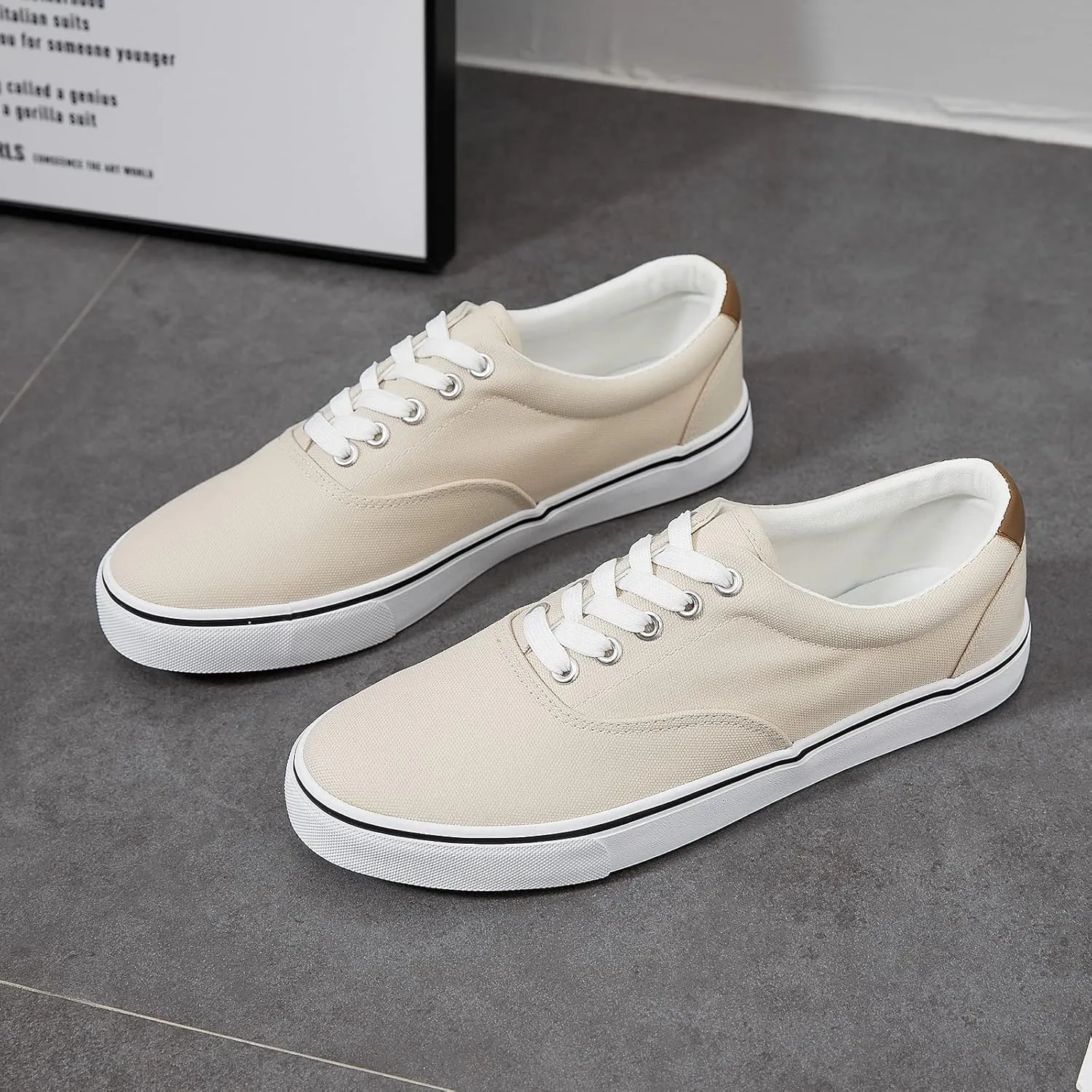 yageyan Men’s Low Top Canvas Walking Shoes Lace-up Fashion Sneakers Casual