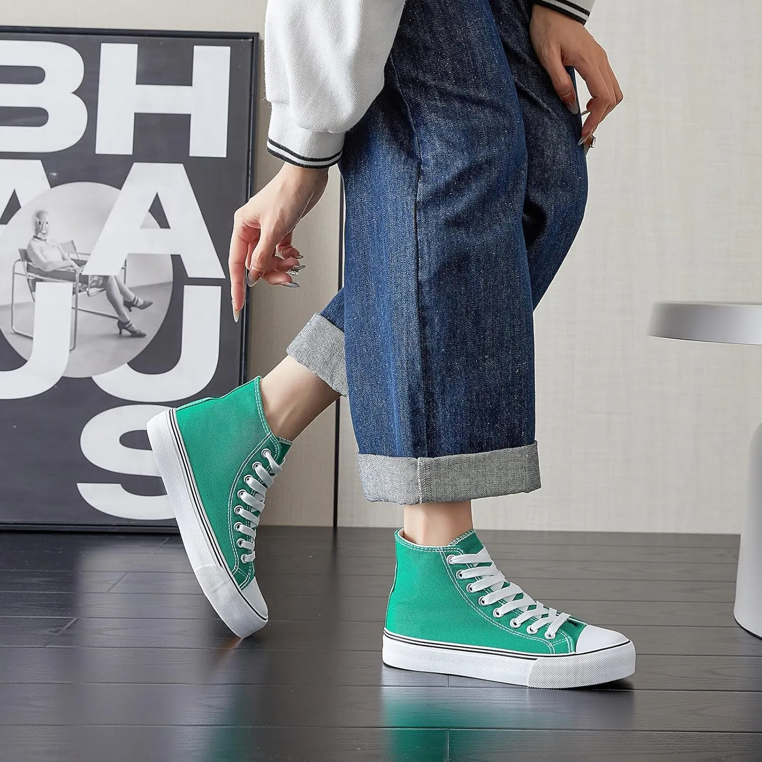 yageyan Womens High Top Canvas Sneakers Lace up Fashion Shoes for Women Casual Classic
