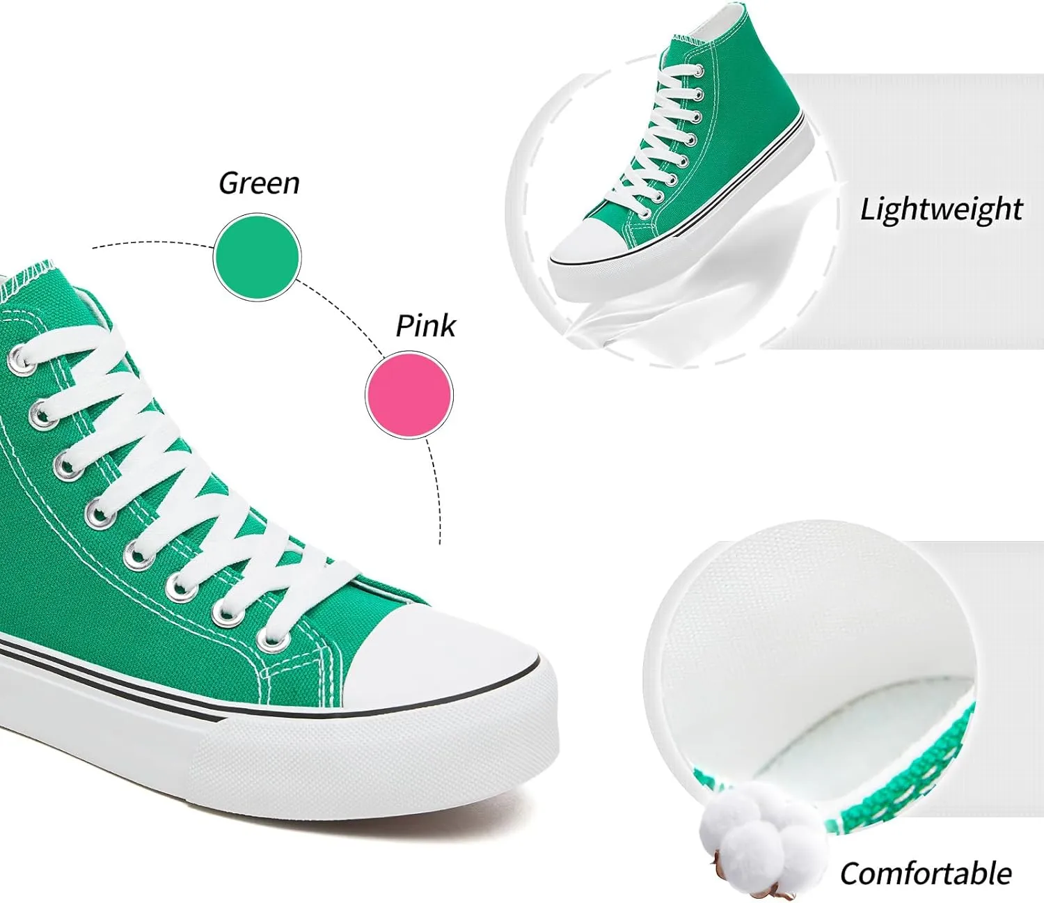 yageyan Womens High Top Canvas Sneakers Lace up Fashion Shoes for Women Casual Classic