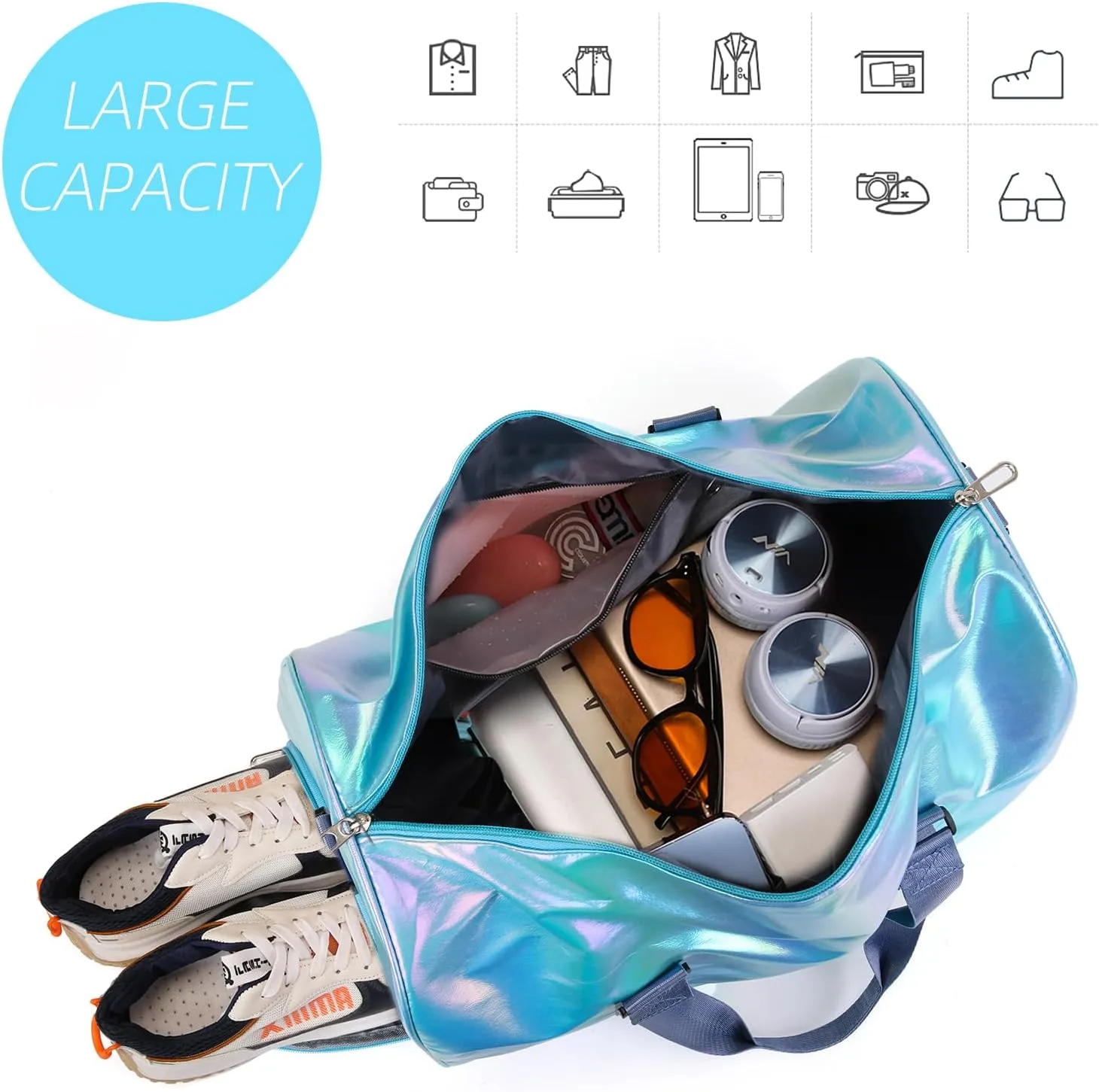 Yaopeing Gym Bag with Shoes Compartment,Sports Duffle Bag for Girls,Waterproof Travel Gym Tote Bags for Women,Blue