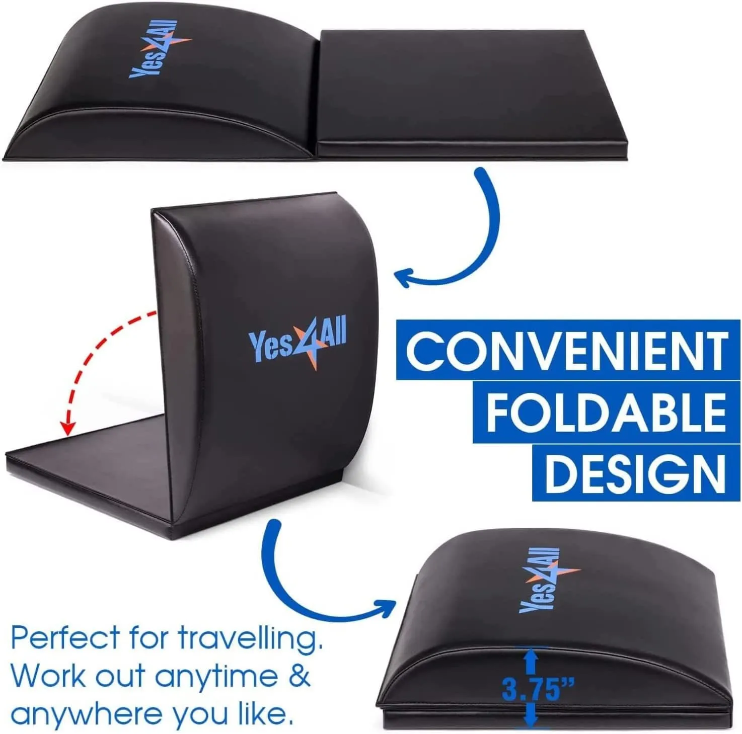 Yes4All Ab Exercise Mat Tailbone & No Tailbone, Foldable Abdominal Sit Up Support Pad, Abs Workout Equipment for Core Training and Lower Back