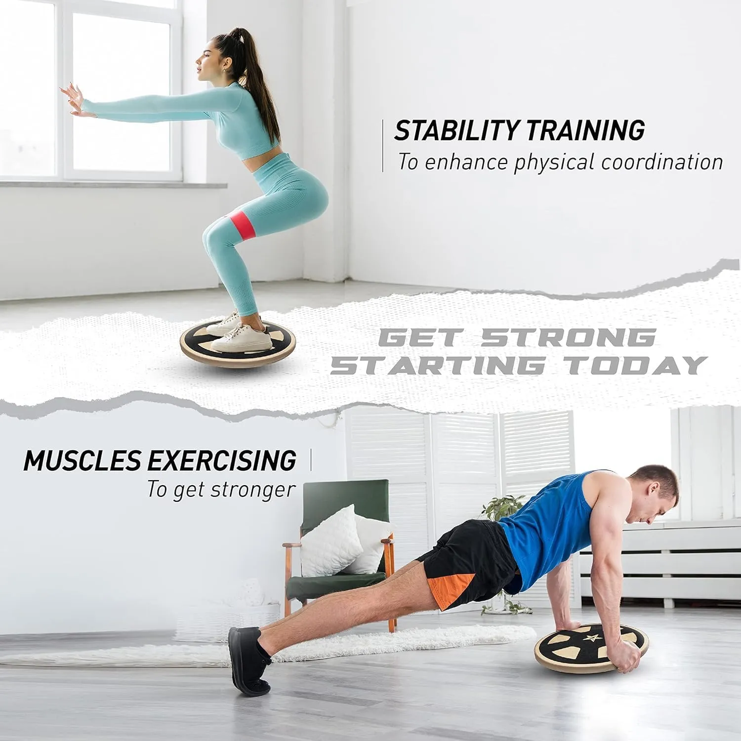 Yes4All Versatile Wooden Wobble Balance Board, Balance Trainer for Mobility Training, Standing Desk, Core Training, Exercise Balance Stability Trainer