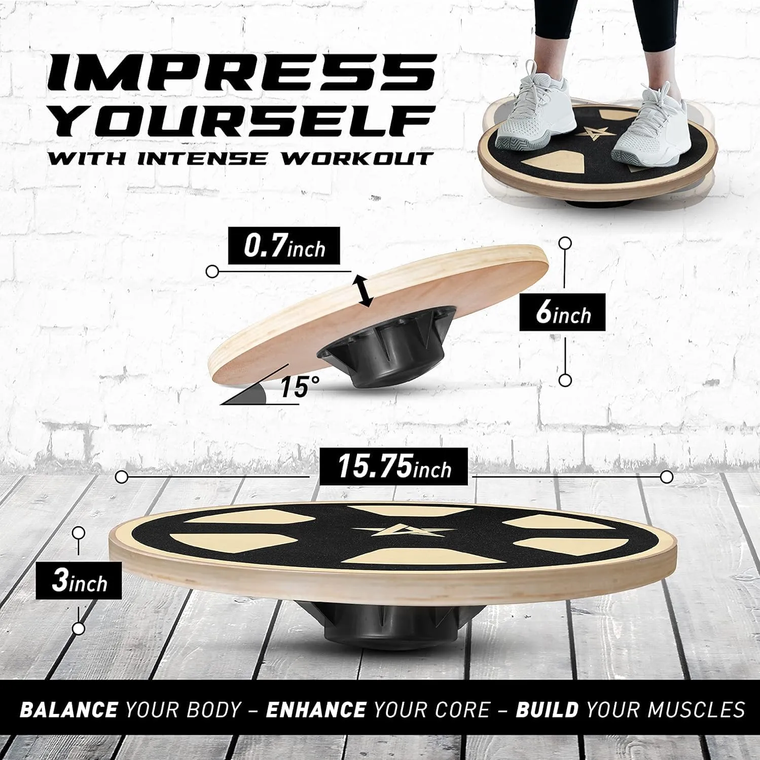 Yes4All Versatile Wooden Wobble Balance Board, Balance Trainer for Mobility Training, Standing Desk, Core Training, Exercise Balance Stability Trainer