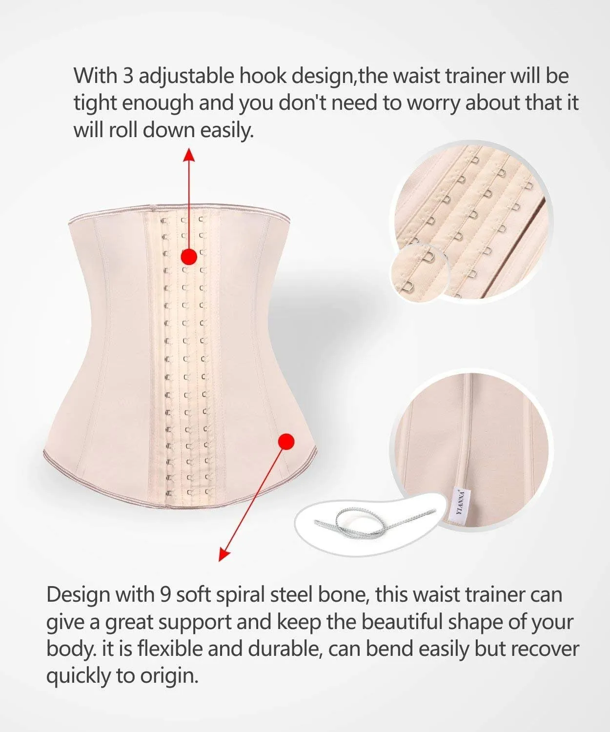 YIANNA Latex Long Torso Waist Trainer for Women Tummy Control Underbust Waist Cincher Corset Sport Girdle Body Shaper