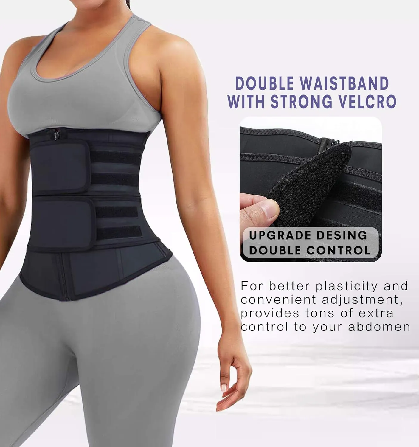 YIANNA Waist Trainer for Women Latex Underbust Double Training Belt Tummy Control Waist Cincher Sport Girdle