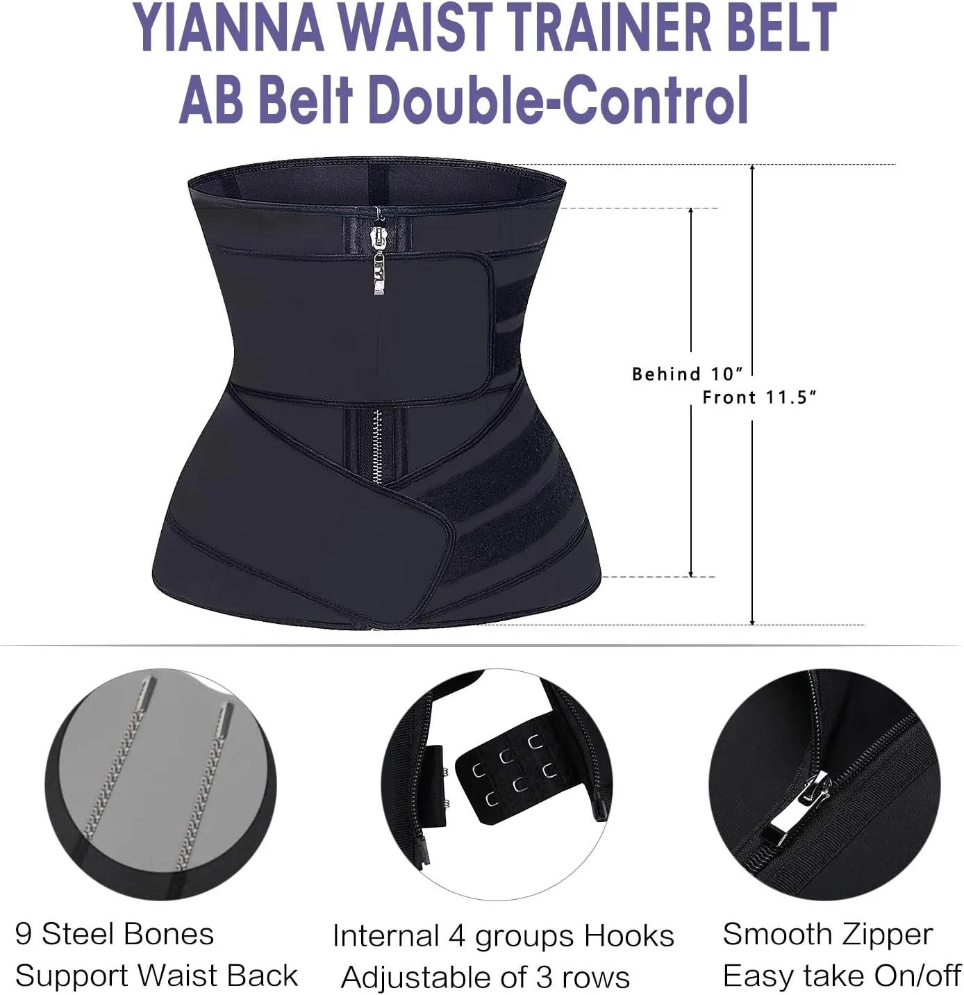 YIANNA Waist Trainer for Women Latex Underbust Double Training Belt Tummy Control Waist Cincher Sport Girdle