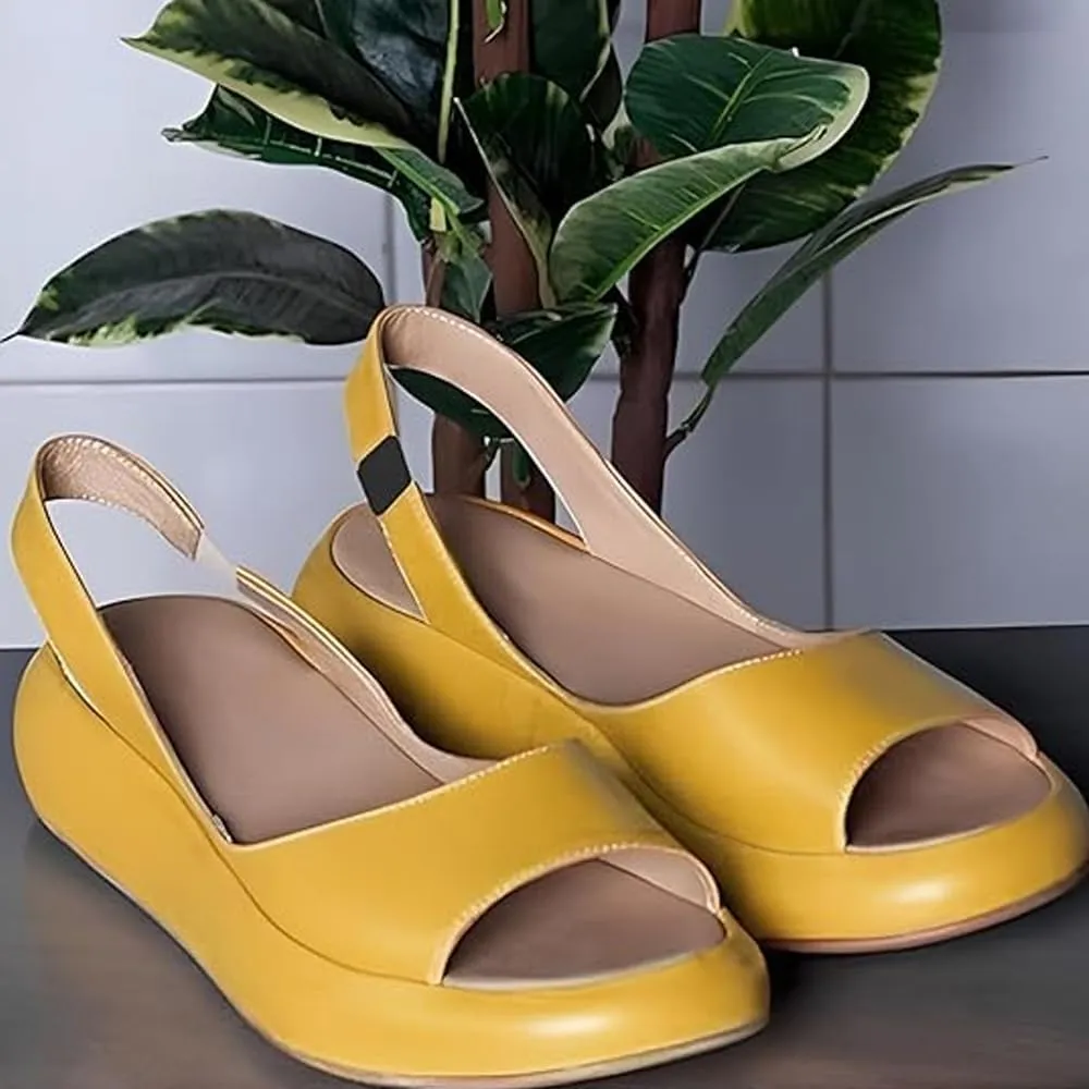 Yifare Sandals, Women's Comfy Flat Sandals, summer Solid Fish Mouth Open Toe Slip on Orthotic Casual Shoe