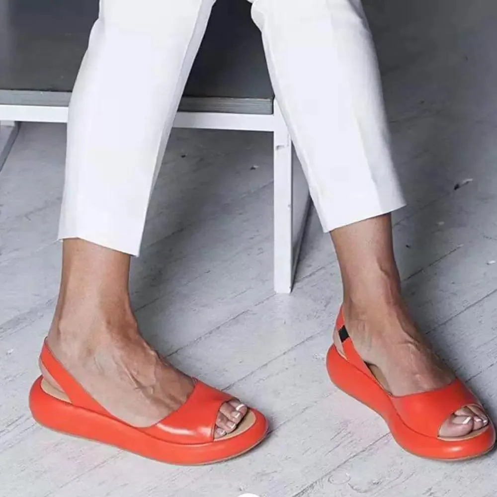 Yifare Sandals, Women's Comfy Flat Sandals, summer Solid Fish Mouth Open Toe Slip on Orthotic Casual Shoe