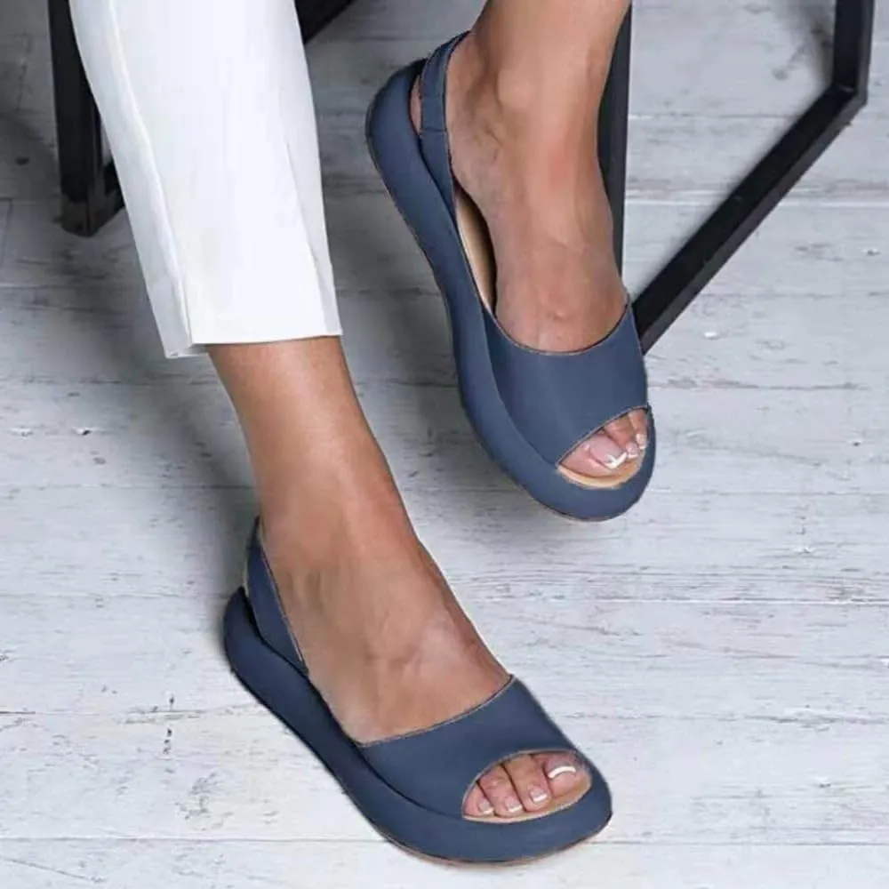 Yifare Sandals, Women's Comfy Flat Sandals, summer Solid Fish Mouth Open Toe Slip on Orthotic Casual Shoe