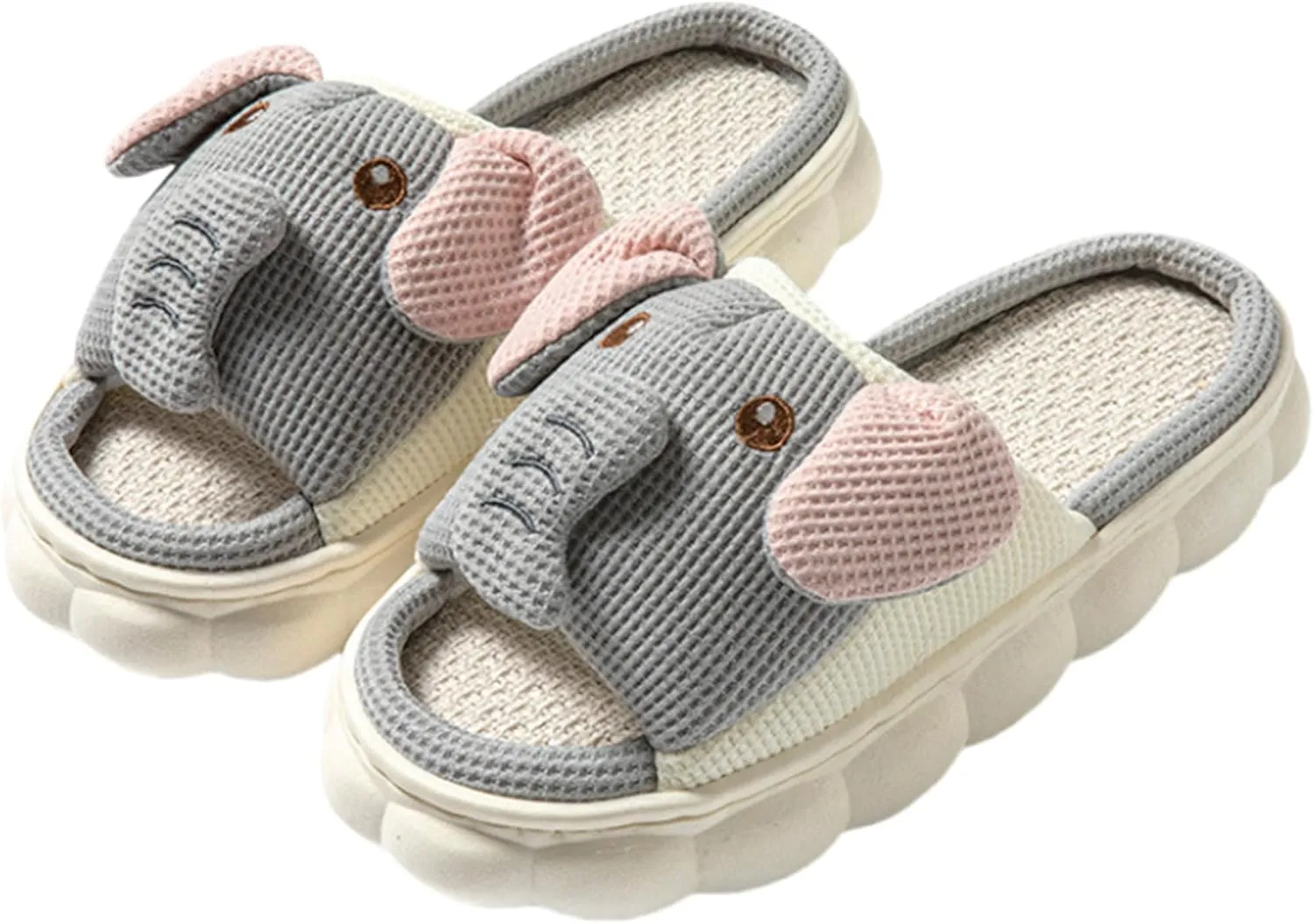 YILANLAN Women slippers Animal slippers Cartoon pig slippers Linen slippers at home Cute and comfortable plush slippers cow shoes