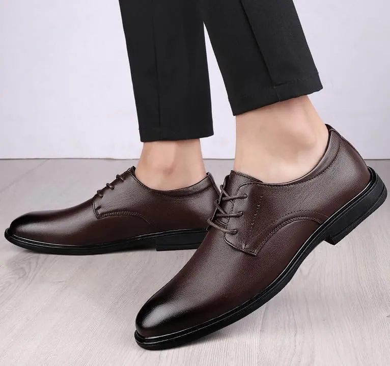 YZABEL Men's Lace-Up Casual Dress Shoes, Pointed Toe Flat Low Top Oxfords Shoes, Rubber Non-Slip for Formal Business Wedding