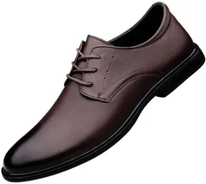 YZABEL Men's Lace-Up Casual Dress Shoes, Pointed Toe Flat Low Top Oxfords Shoes, Rubber Non-Slip for Formal Business Wedding