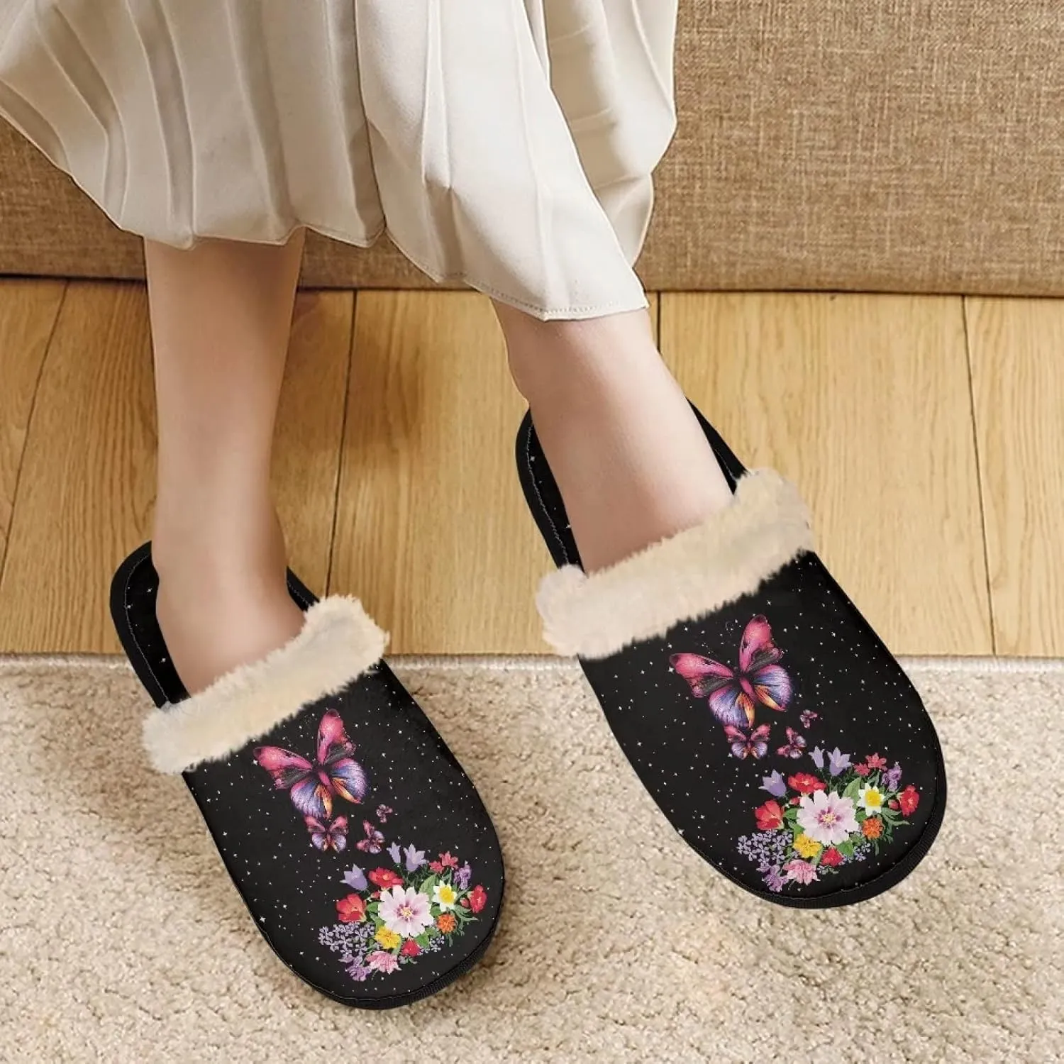 Yzaoxia House Slippers Women XS-XL Plush Lightweight Bedroom Slippers Indoor Fuzzy Slippers Winter
