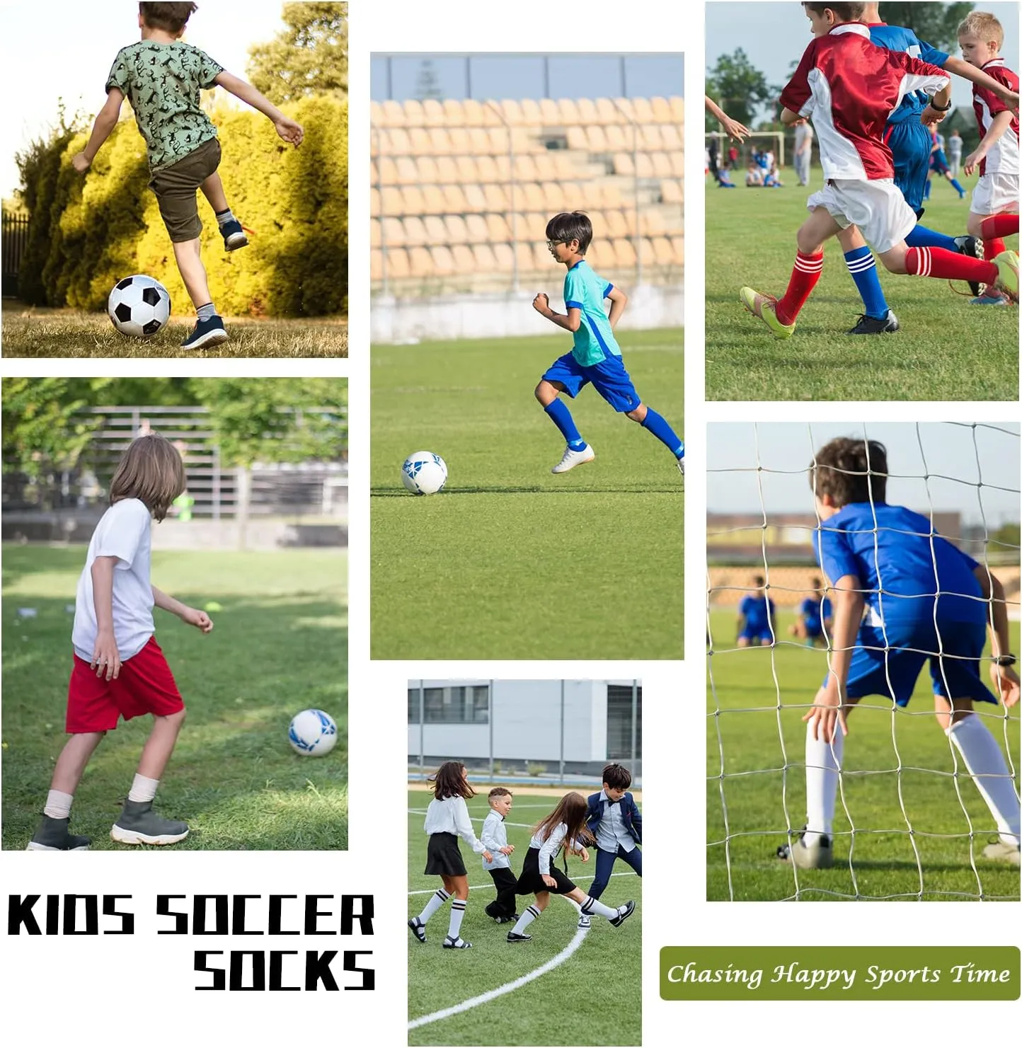 Zando 4 Pairs Kids Soccer Socks Baseball Softball Socks Youth Athletic Socks Boys Girls Knee High Socks