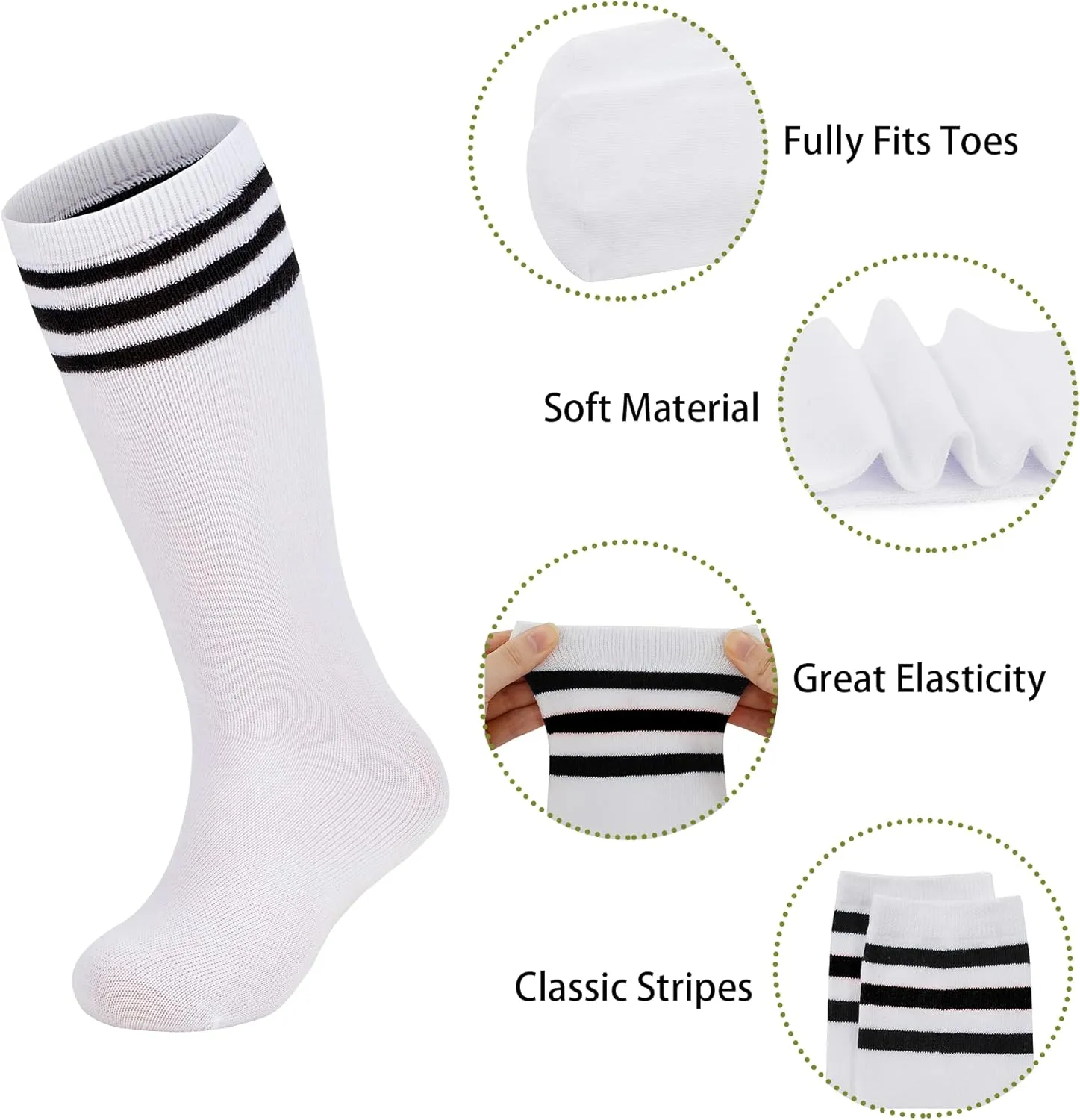 Zando 4 Pairs Kids Soccer Socks Baseball Softball Socks Youth Athletic Socks Boys Girls Knee High Socks