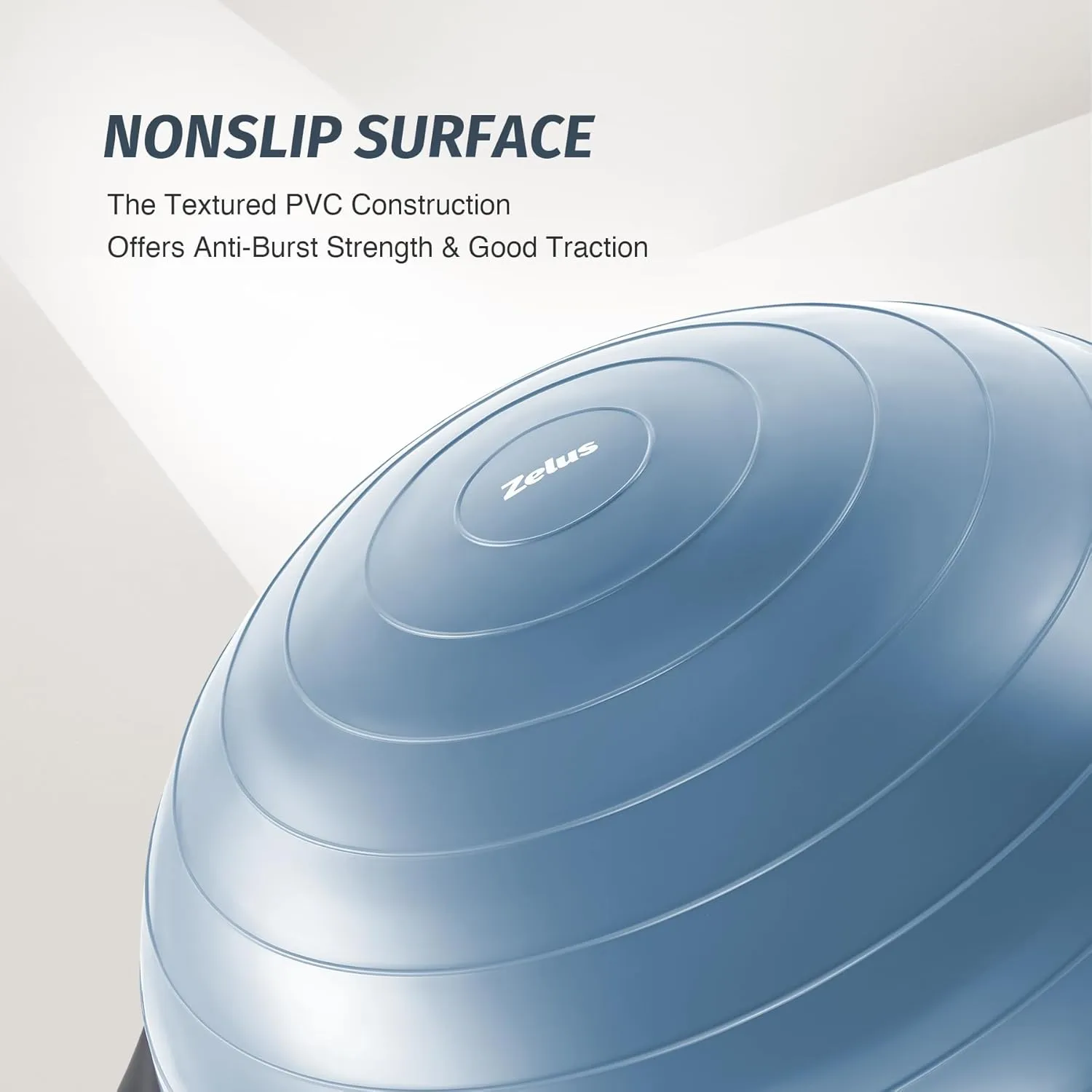 ZELUS 25in. Balance Ball | 660lb Inflatable Half Exercise Ball Wobble Board Balance Trainer w Nonslip Base | Half Yoga Ball Strength Training Equipment w 2 Bands, Pump, Extra Ball Included