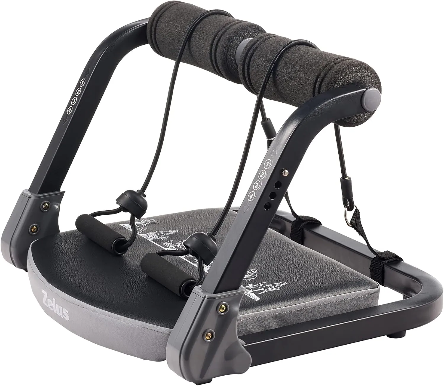 ZELUS Ab Machine with Resistance Bands for Home Gym, 2 in 1 Ab Workout Equipment with Rebound Assist 4 Intensities, Core Strength Trainer Whole Body Exercise Fitness Equipment for Home Workouts