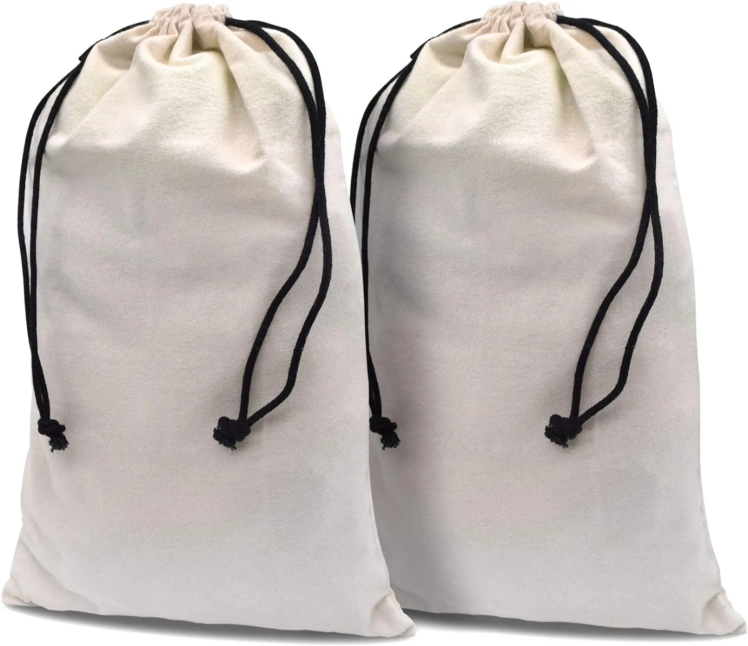 ZENPAC Cowboy Boot Bag, Beige Duster Flannel Pouch with Drawstring Closure, Washable Breathable Cotton Fabric for Shoes, Luggage, 12.5x20.5 2 Pack