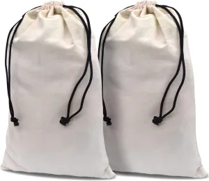 ZENPAC Cowboy Boot Bag, Beige Duster Flannel Pouch with Drawstring Closure, Washable Breathable Cotton Fabric for Shoes, Luggage, 12.5x20.5 2 Pack
