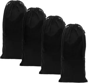 ZENPAC Shoe Dust Bags, Black Duster Flannel Pouch with Drawstring Closure, Washable Breathable Cotton Fabric for Boots, Travel, Luggage, 8x17 4 Pack