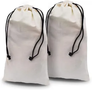 ZENPAC Travel Shoe Bag, Beige Duster Flannel Pouch Drawstring Closure, Washable Breathable Cotton Fabric for Cowboy Boot Storage, Luggage, 12x17 2 Pack