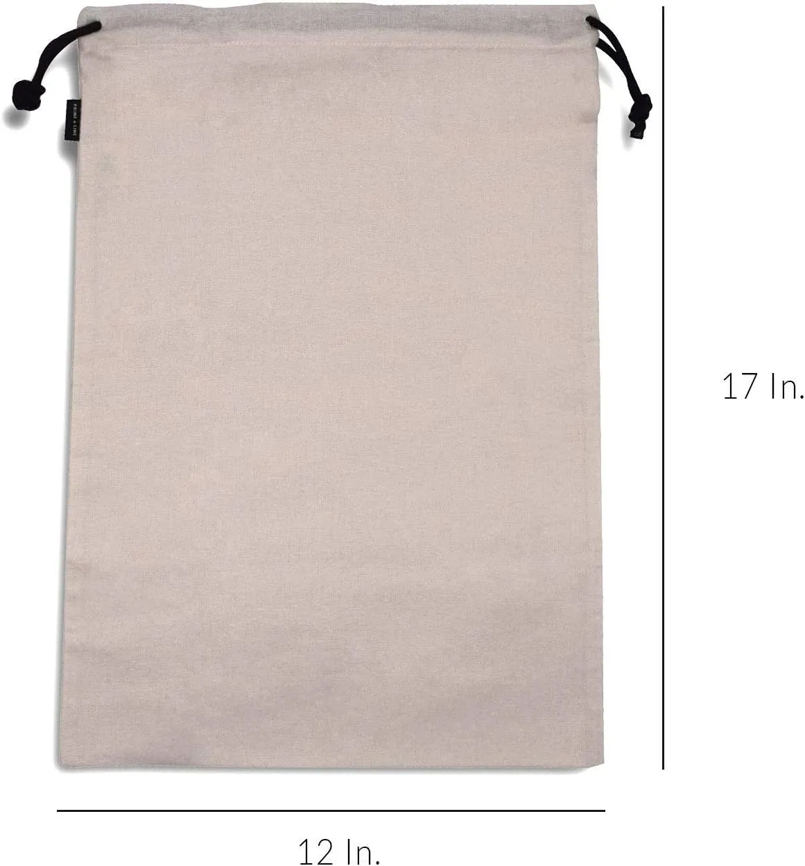 ZENPAC Travel Shoe Bag, Beige Duster Flannel Pouch Drawstring Closure, Washable Breathable Cotton Fabric for Cowboy Boot Storage, Luggage, 12x17 2 Pack