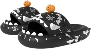 Zureto Christmas Shark Slides, Santa Shark Slides Glow in the Dark, 3D Cartoon Spooky Shark Slippers