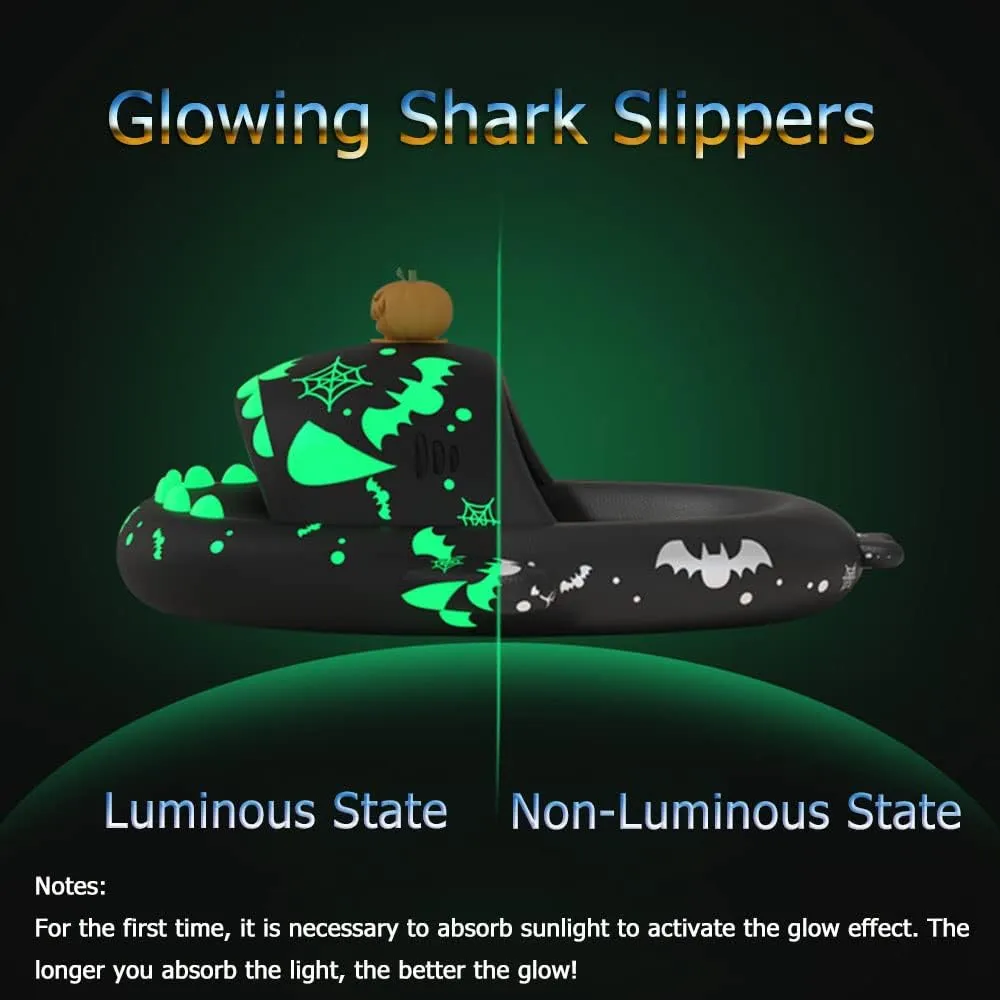 Zureto Christmas Shark Slides, Santa Shark Slides Glow in the Dark, 3D Cartoon Spooky Shark Slippers
