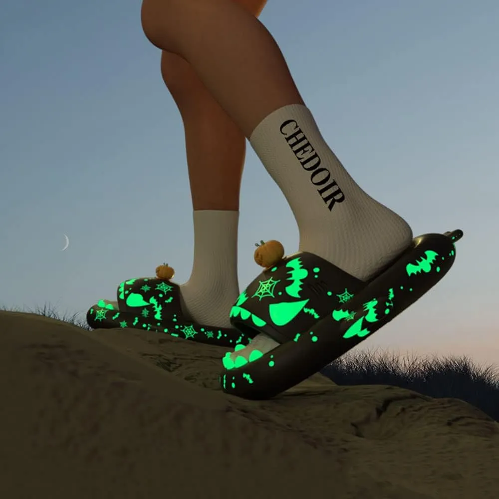 Zureto Christmas Shark Slides, Santa Shark Slides Glow in the Dark, 3D Cartoon Spooky Shark Slippers