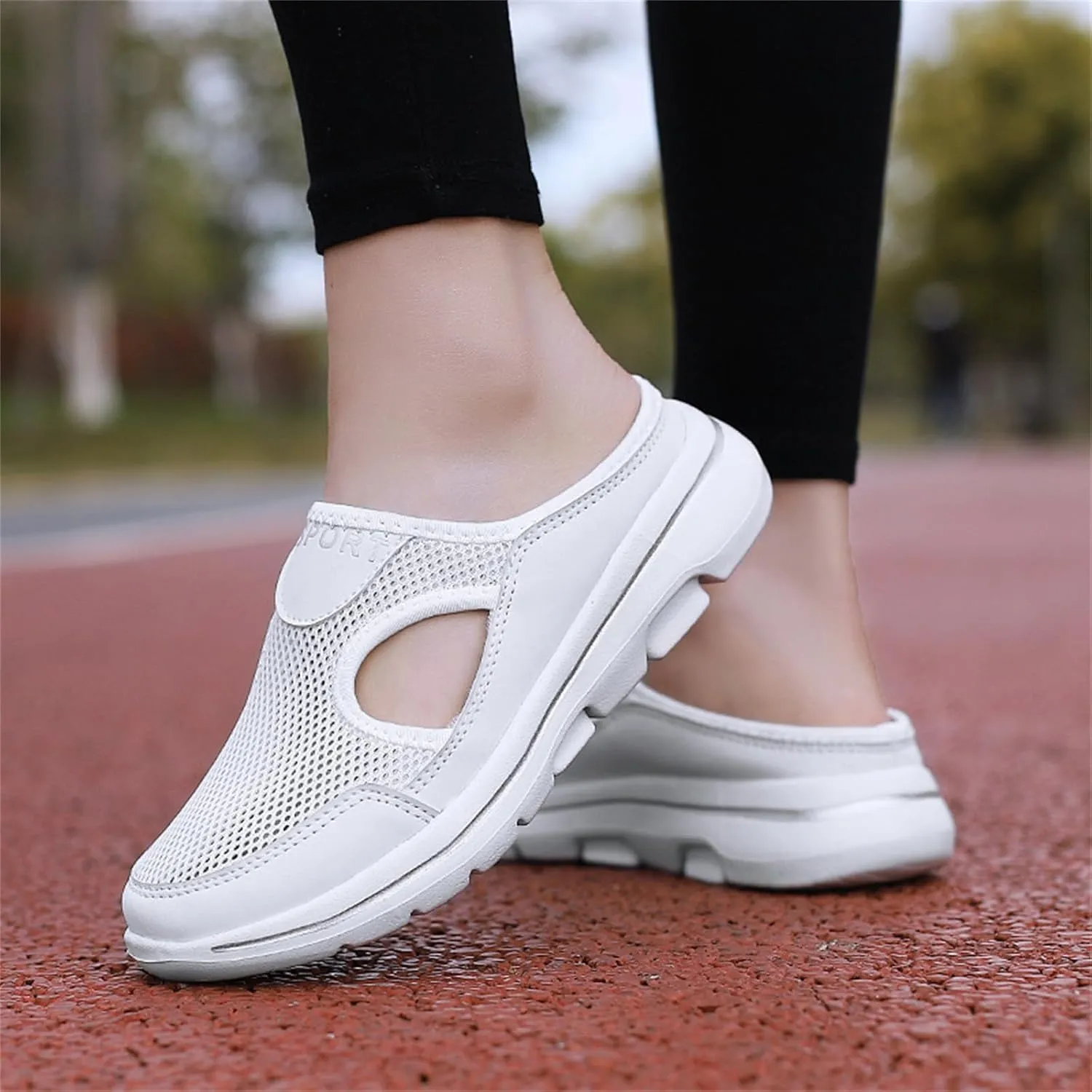 ZWRXW Mules for Women Breathable Mesh Walking Mules Sneakers Open Back Slip On Shoes Lightweight Breathable Comfortable Walking Shoes Closed Toe Slides with Arch Support Orthopedic Slippers